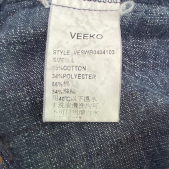 LADIES Veeko cute 3/4 sleeve fitted denim look jacket made in France - Picture 6 of 8